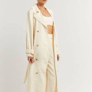 DISSH FALLON OFF WHITE LINEN BLEND TRENCH COAT